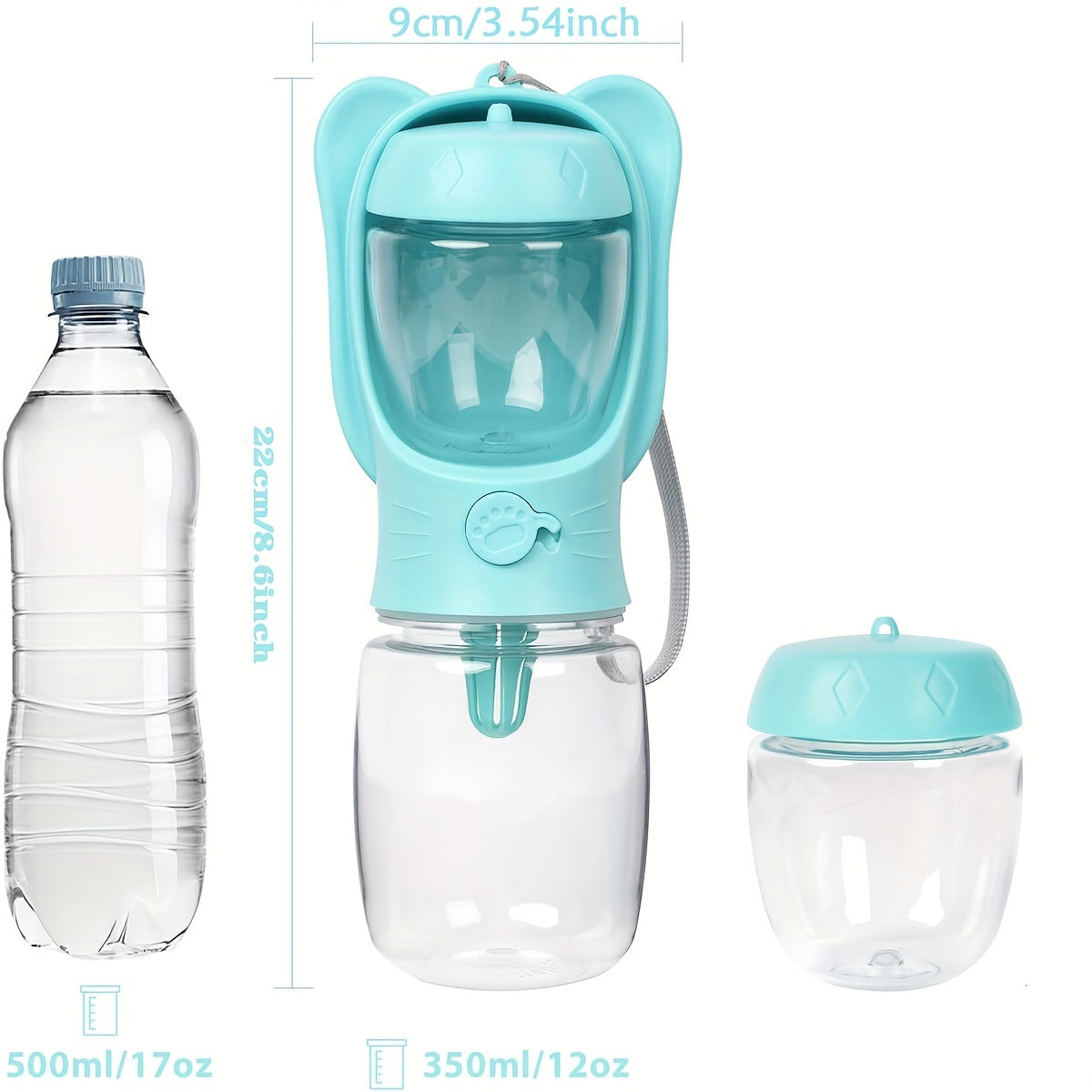 PetHydraLife 2-in-1 portable pet water bottle with food compartment - alternate product view 9