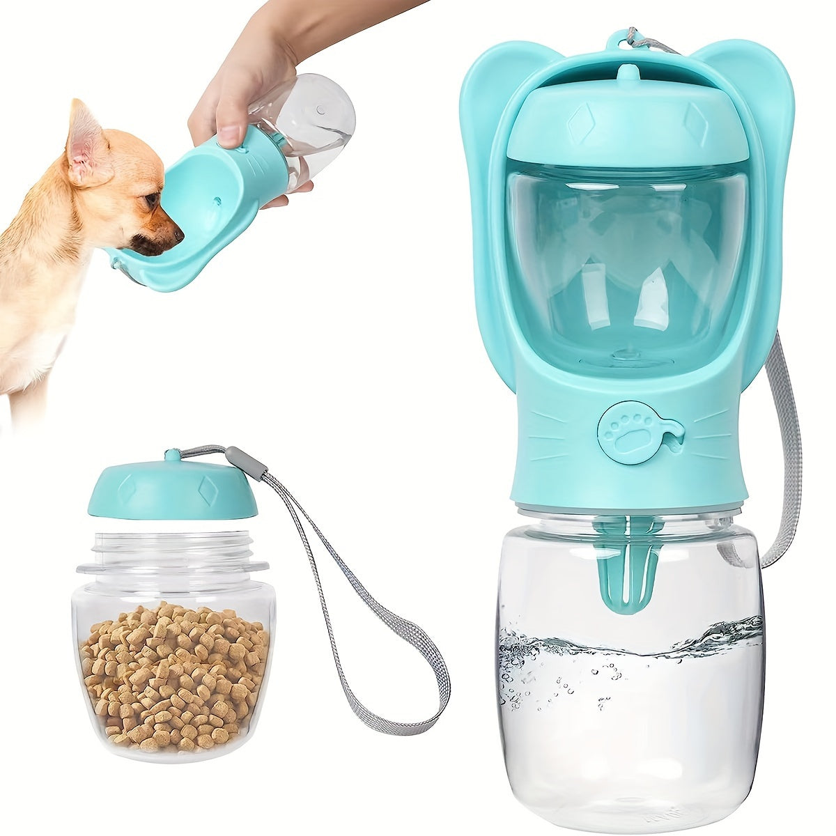 PetHydraLife 2-in-1 portable pet water bottle with food compartment